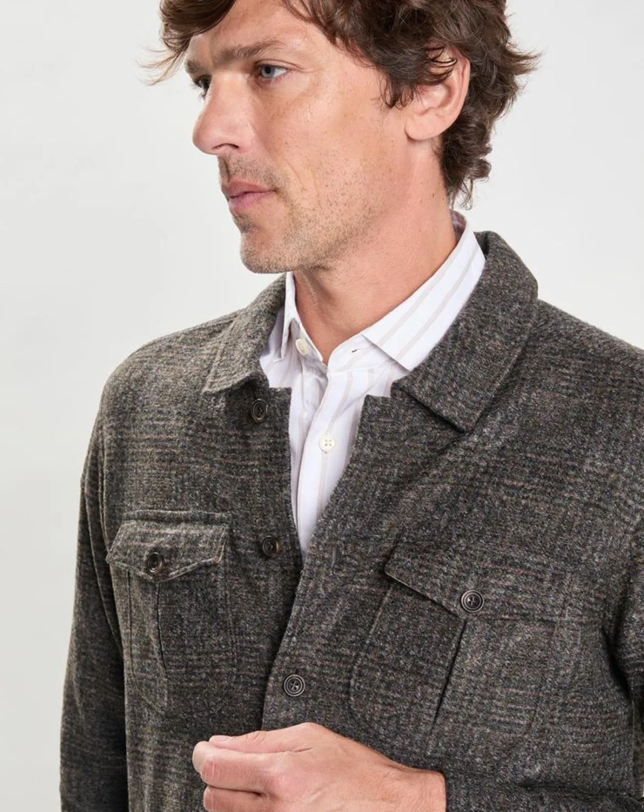 Homme Hackett London Surchemise Regular Fit en Flanelle imprimée Prince de Galles marron