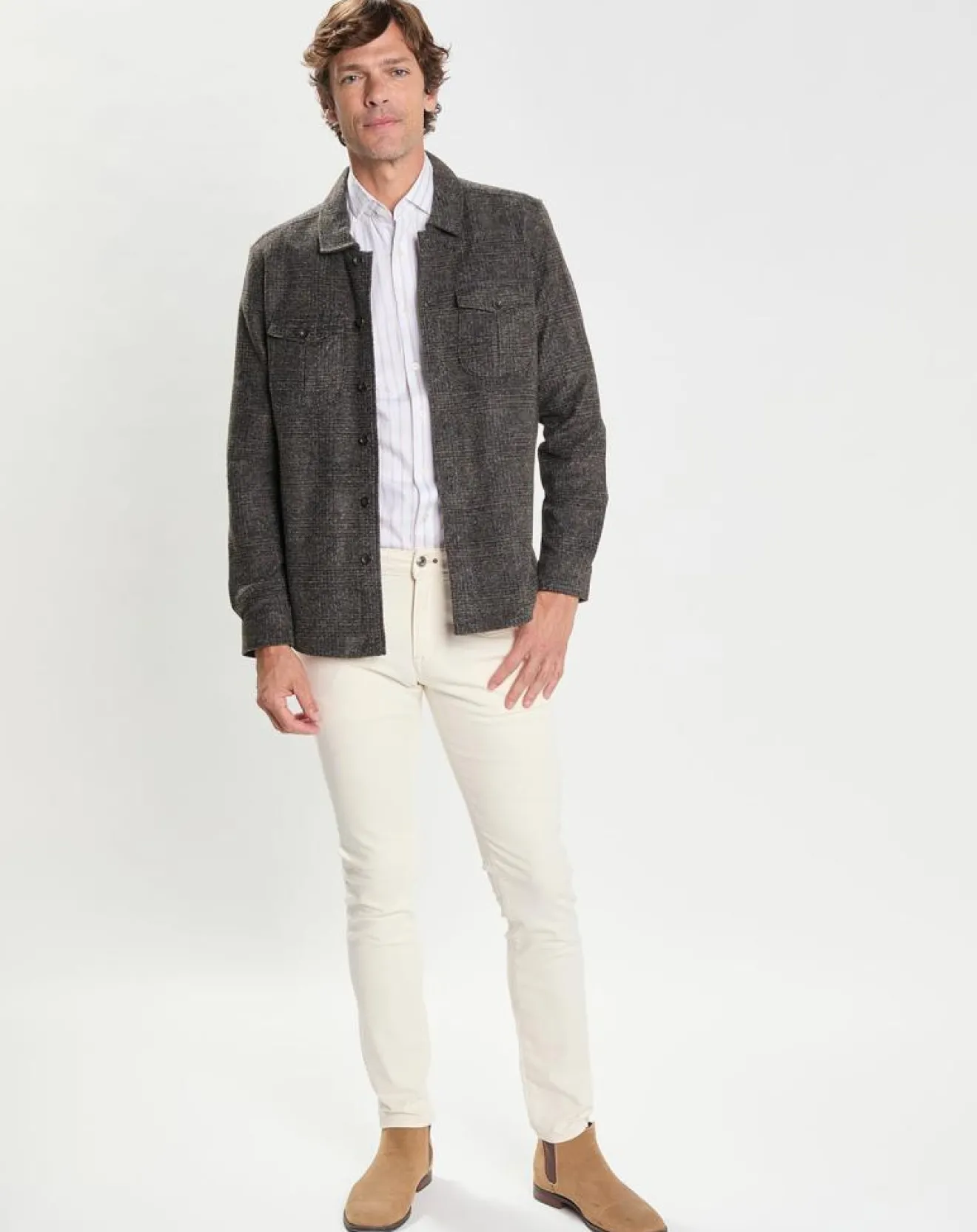 Homme Hackett London Surchemise Regular Fit en Flanelle imprimée Prince de Galles marron