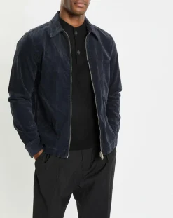 Hot Marc O'Polo Surchemise zippée en Velours milleraies bleu marine