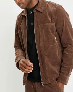 New Marc O'Polo Surchemise zippée en Velours milleraies marron