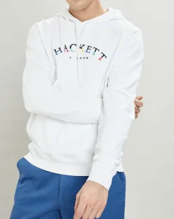 Hackett London Sweat à capuche brodé blanc