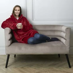 Femme Home Deco Factory Sweat à Capuche Interieur Sherpa rouge - 118x85x2 cm