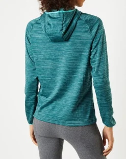 Femme Odlo Sweat à capuche Run Easy Warm bleu/vert
