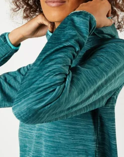 Femme Odlo Sweat à capuche Run Easy Warm bleu/vert