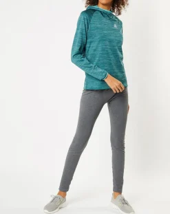 Femme Odlo Sweat à capuche Run Easy Warm bleu/vert