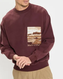Homme Marc O'Polo Sweat 100% Coton Bio Artwork bordeaux