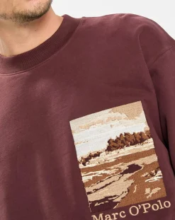 Homme Marc O'Polo Sweat 100% Coton Bio Artwork bordeaux