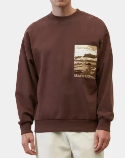 Homme Marc O'Polo Sweat 100% Coton Bio Artwork bordeaux