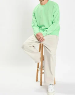 Homme Marc O'Polo Sweat Col Rond Coudiere vert fluo