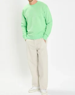 Homme Marc O'Polo Sweat Col Rond Coudiere vert fluo