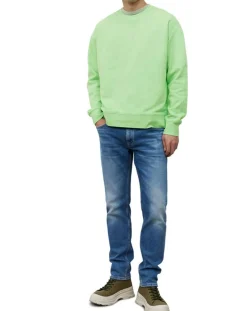 Homme Marc O'Polo Sweat Col Rond Coudiere vert fluo