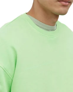 Homme Marc O'Polo Sweat Col Rond Coudiere vert fluo