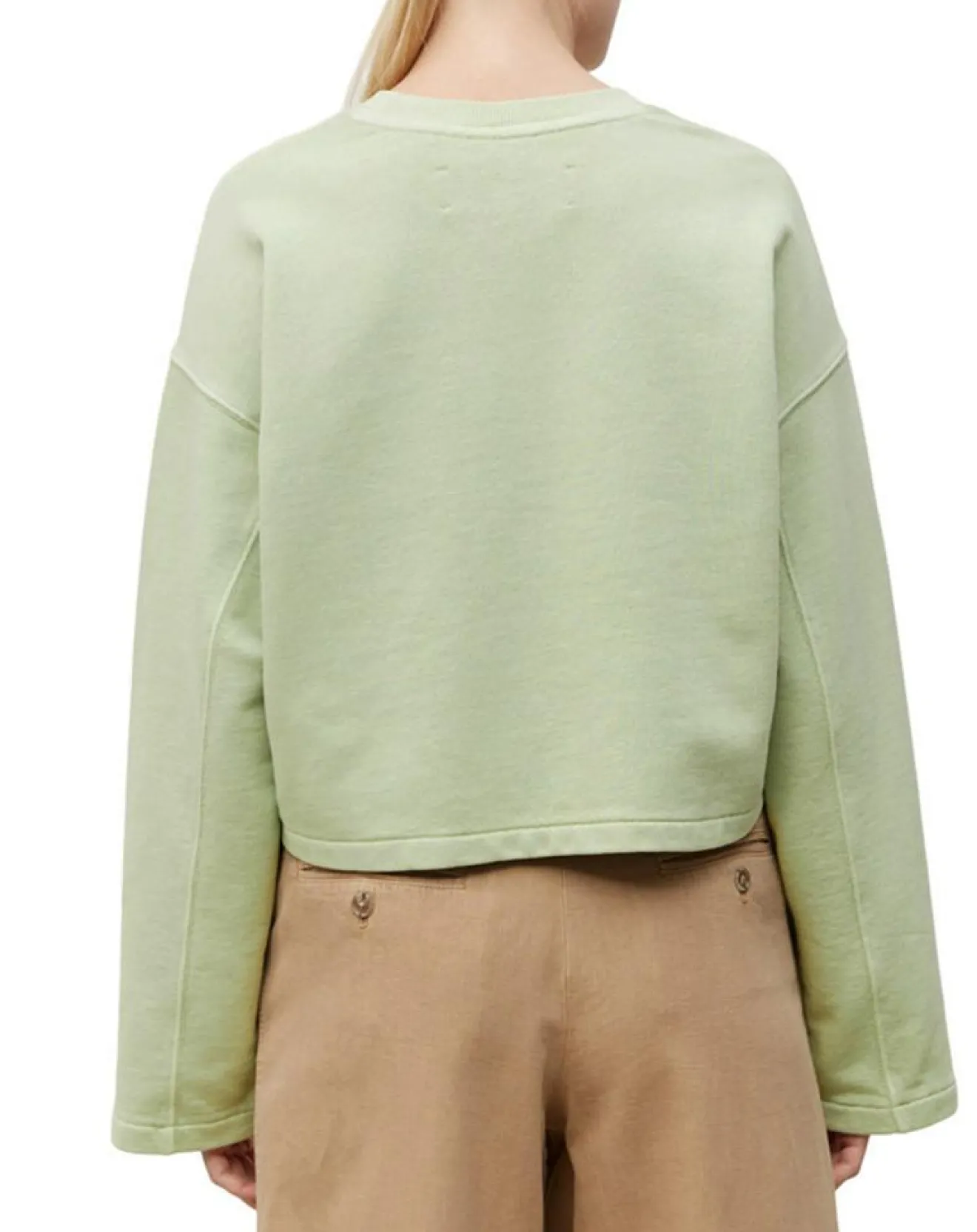 Femme Marc O'Polo Sweat Col Rond Crop Coton Bio vert clair