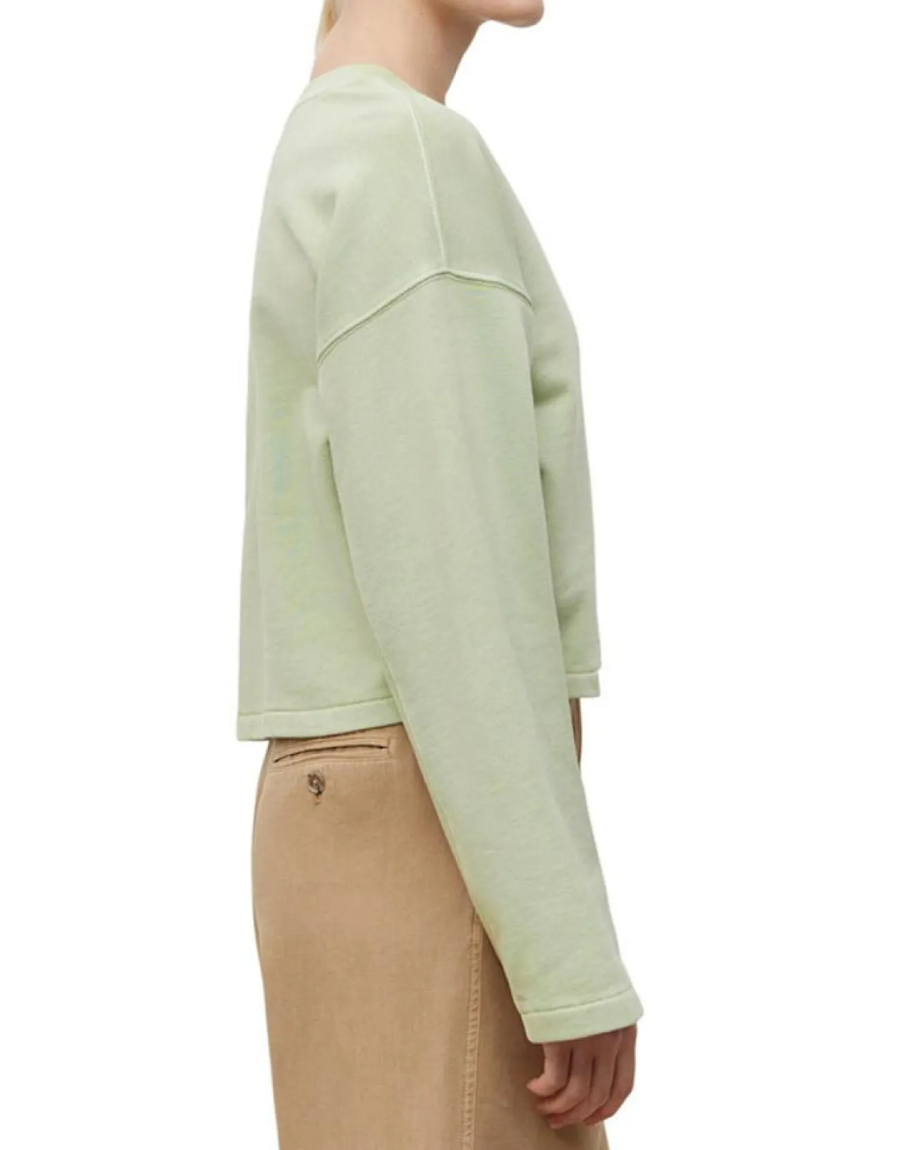 Femme Marc O'Polo Sweat Col Rond Crop Coton Bio vert clair