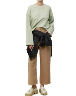 Femme Marc O'Polo Sweat Col Rond Crop Coton Bio vert clair