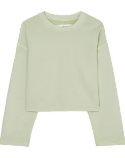 Femme Marc O'Polo Sweat Col Rond Crop Coton Bio vert clair