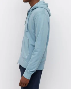 Outlet Marc O'Polo Sweat Full Zip à Capuche Coton Organic bleu clair