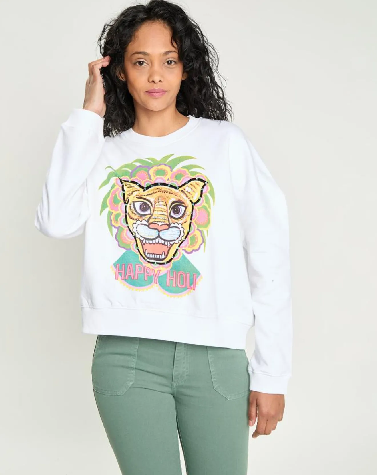 Femme Manoush Sweat Happy Holi blanc