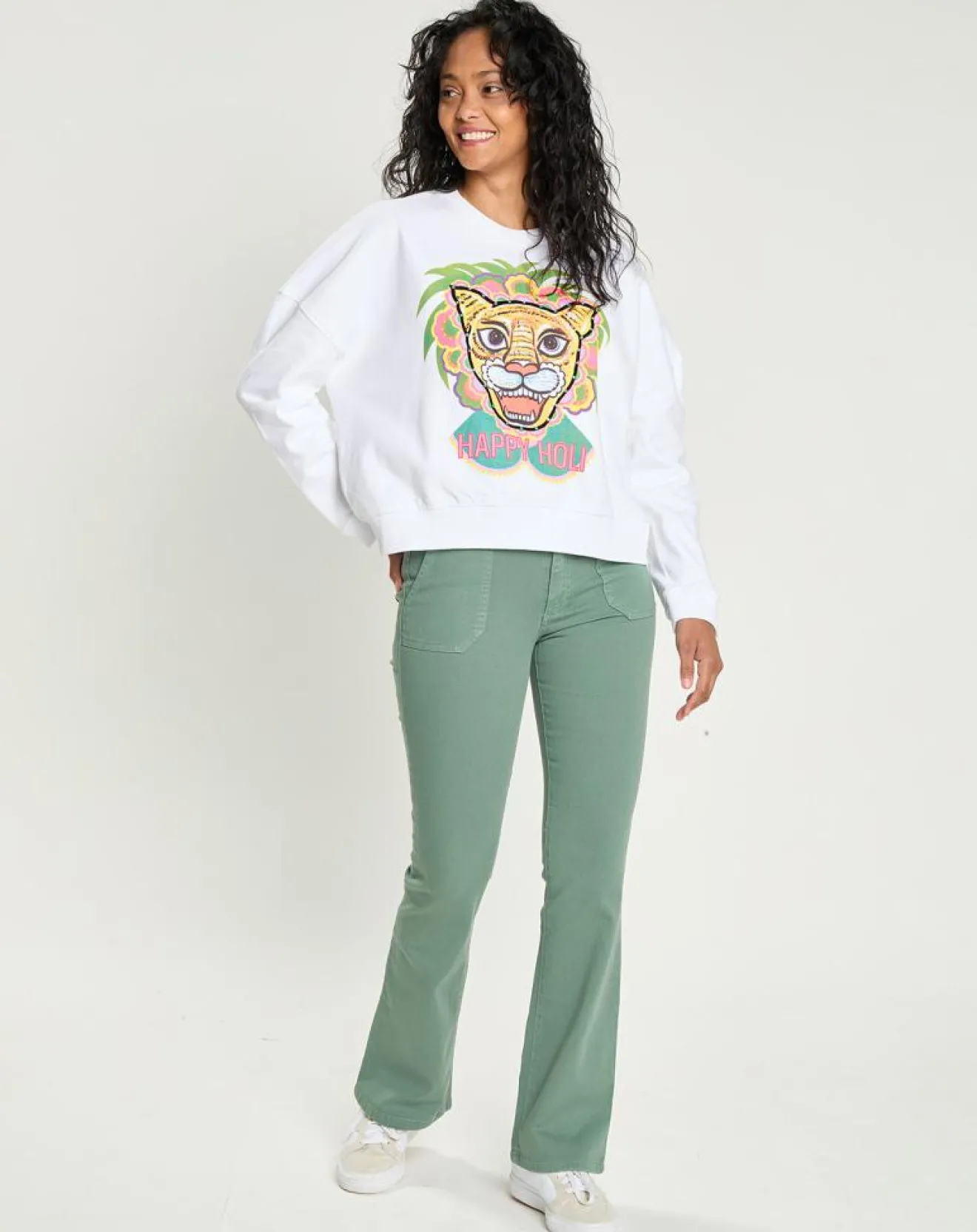 Femme Manoush Sweat Happy Holi blanc