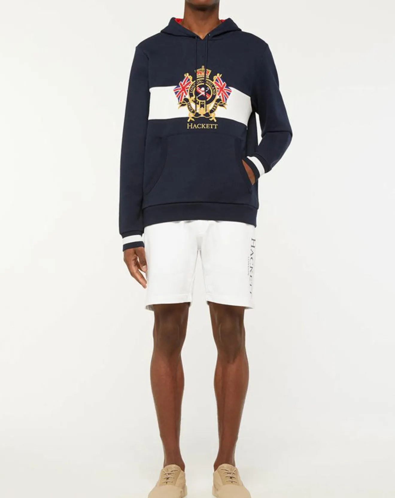 Homme Hackett London Sweat Hoodie Blason bleu marine