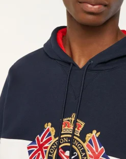 Homme Hackett London Sweat Hoodie Blason bleu marine