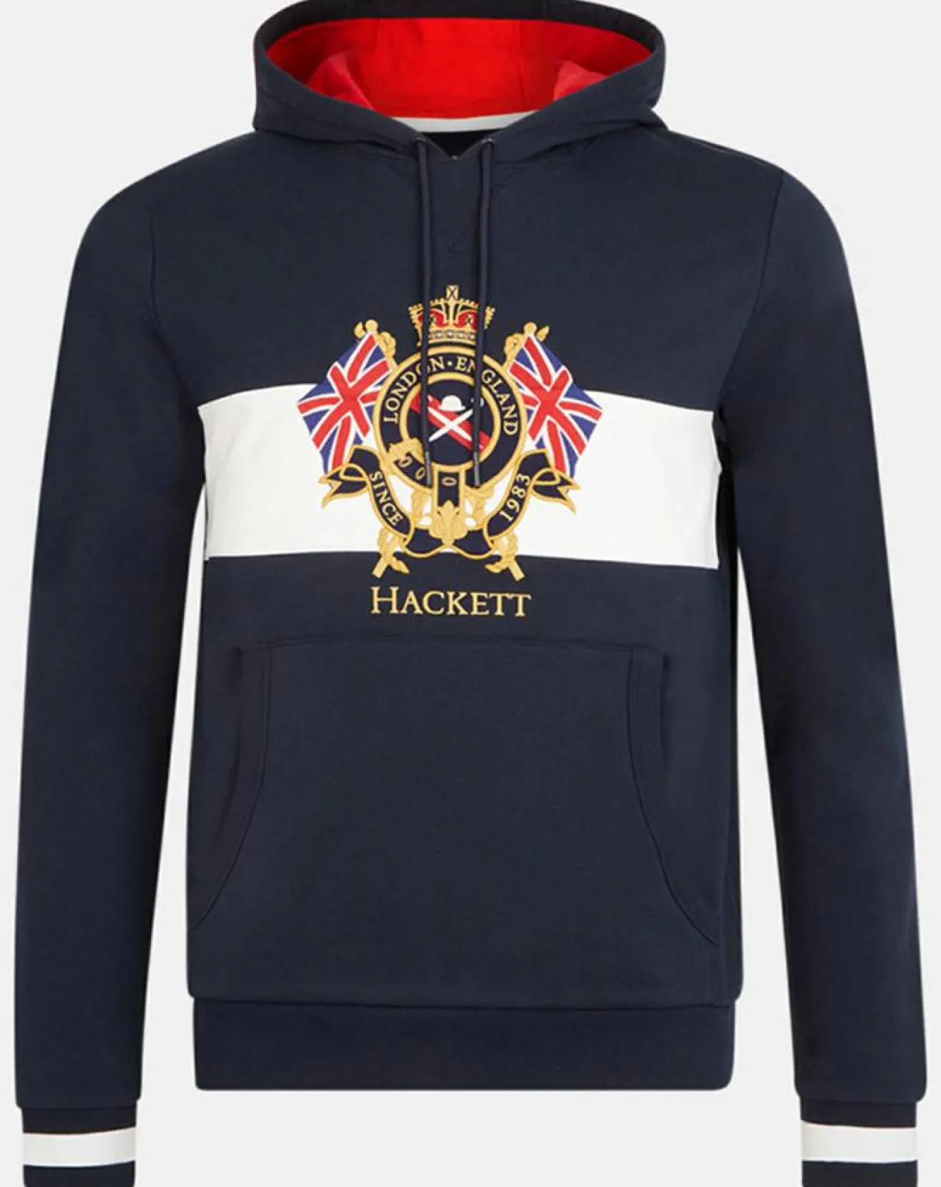 Homme Hackett London Sweat Hoodie Blason bleu marine