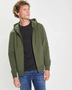 Homme Hackett London Sweat Hoodie zippé Mix kaki