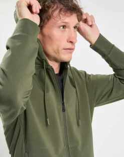 Homme Hackett London Sweat Hoodie zippé Mix kaki