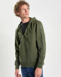 Homme Hackett London Sweat Hoodie zippé Mix kaki