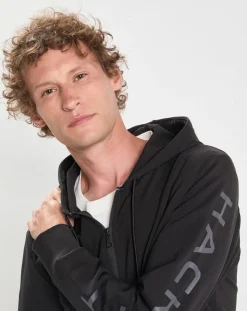 Outlet Hackett London Sweat Hoodie zippé Mix noir