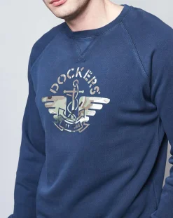 Homme Dockers Sweat Logo Camo bleu foncé