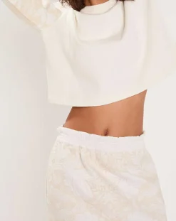 Femme Manoush Sweat Médiéval Patchwork brodé écru