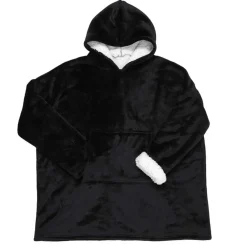 Home Deco Factory Sweat plaid à capuche intérieur Sherpa noir