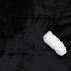 Home Deco Factory Sweat plaid à capuche intérieur Sherpa noir