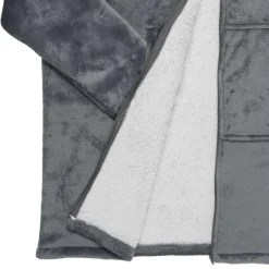 Sale Home Deco Factory Sweat plaid zippé à capuche intérieur Sherpa gris