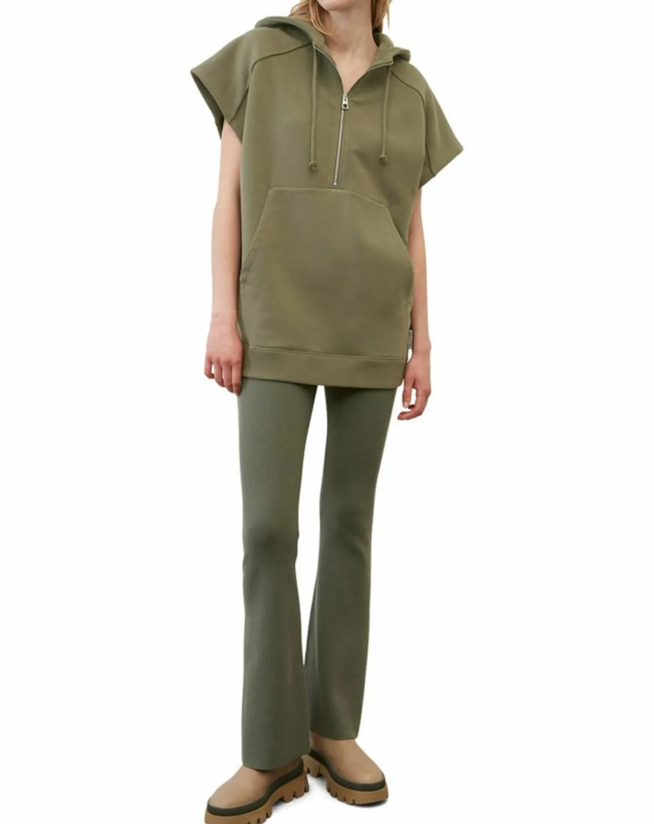 Hot Marc O'Polo Sweat sans manches à capuche kaki