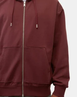 Homme Marc O'Polo Sweat zippé à capuche 100% Coton Bio bordeaux