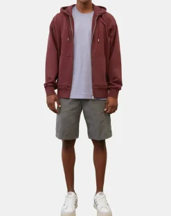 Homme Marc O'Polo Sweat zippé à capuche 100% Coton Bio bordeaux