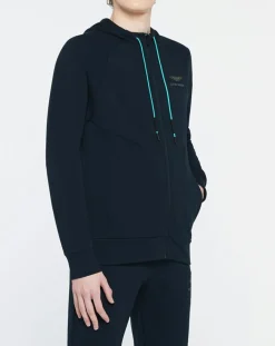 Homme Hackett London Sweat zippé à capuche Aston Martin Racing bleu marine
