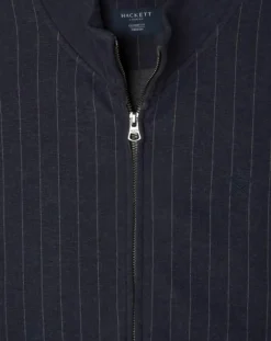 Sale Hackett London Sweat zippé à rayures bleu nuit