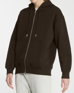 Femme Galeries Lafayette Sweat zippé en Coton bio Mathalie à capuche noir