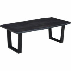 Bois & Chiffons Table à dîner en acacia massif et métal black forest noire - 240x100x76 cm