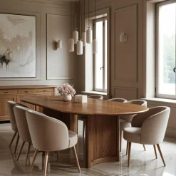 Bois & Chiffons Table à manger bord arrondi Acacia Ellipse Marron - 203x102x76 cm