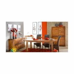 Bois & Chiffons Table à manger rectangulaire 180 cm Acacia Tatoo Marron - 180x90x77 cm