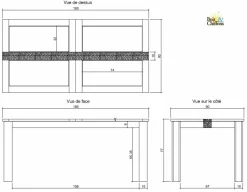 Bois & Chiffons Table à manger rectangulaire 180 cm Acacia Tatoo Marron - 180x90x77 cm
