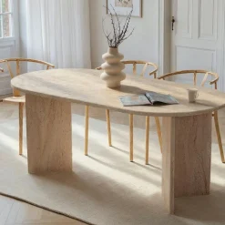 Homitis Table à manger Sablin travertin - 180x75x89.5 cm