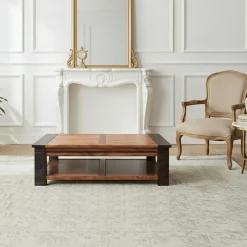 Outlet Bois & Chiffons Table basse carrée Acacia Moon Marron - 100x100x40 cm