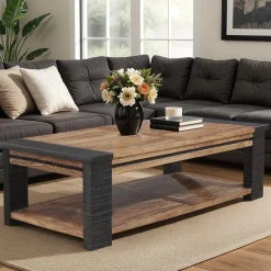 Bois & Chiffons Table basse rectangulaire Acacia Moon Naturel - 130x70x40 cm