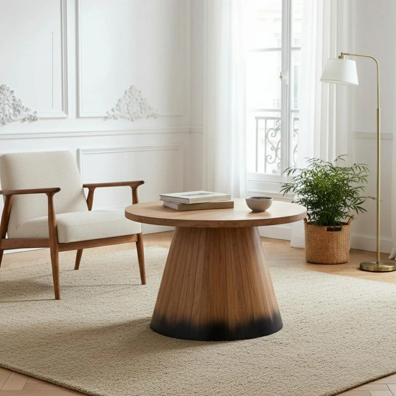 Best Bois & Chiffons Table basse ronde bois 80 cm Acacia Dimona Naturel - 80x80x45 cm