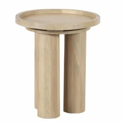 Clearance Bois & Chiffons Table d'appoint ronde pour canapé Mango Barloo Beige - 43x41x51 cm